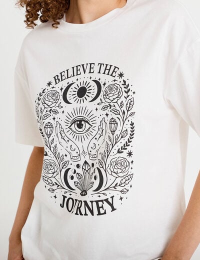 T-shirt oversize manches longues ecru femme