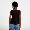 Blouse cintr&eacute;e sans manches col v noir femme