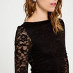 Body ajust&eacute; dentelle col bateau noir femme