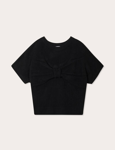 Pull dos devant détail noeud noir femme