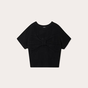 pull dos devant detail noeud noir femme Pull dos devant détail noeud noir femme