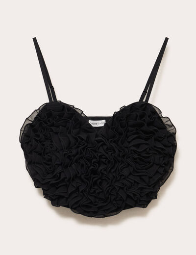 Crop top volants noir femme