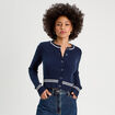 Gilet manches longues ajusté bleu marine femme