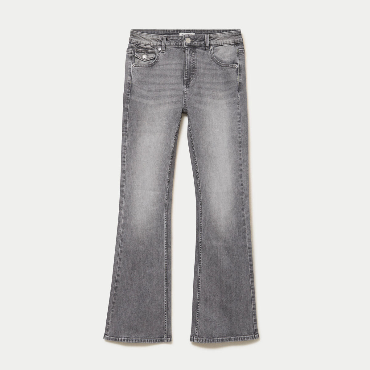 Jean bootcut taille basse denim gris femme