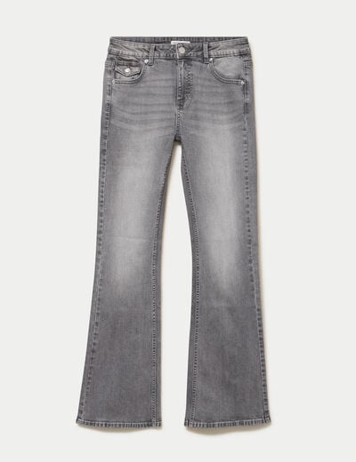 Jean bootcut taille basse denim gris femme