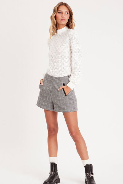 Pull manches longues ecru femme