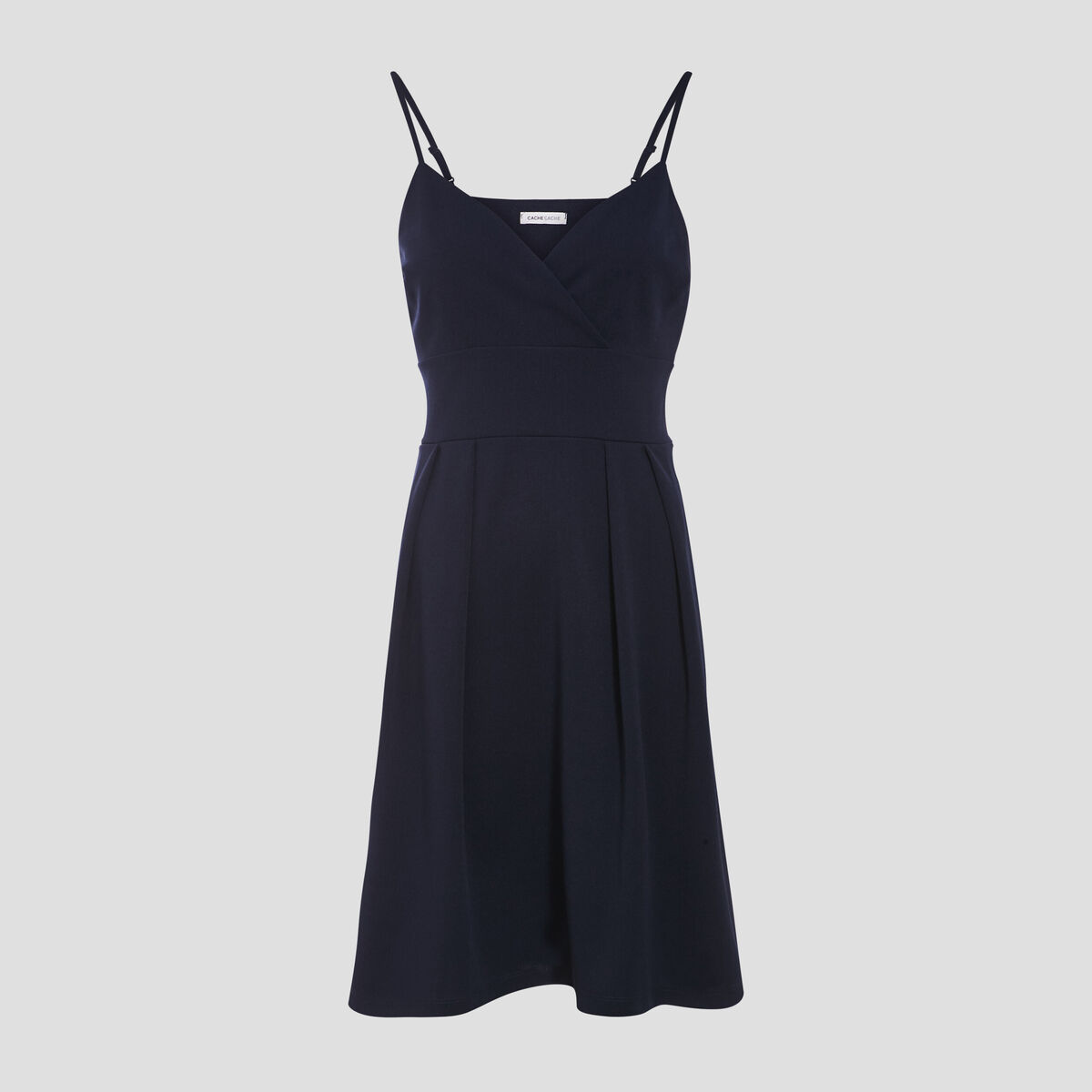 Robe évasée avec bretelles bleu marine femme