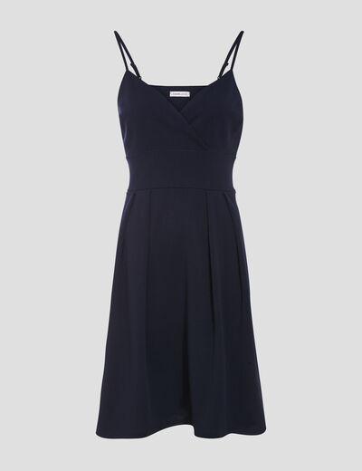Robe évasée avec bretelles bleu marine femme