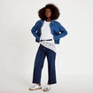 Jean wide leg cropped taille haute denim blue black femme