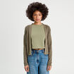 Gilet manches longues vert kaki femme