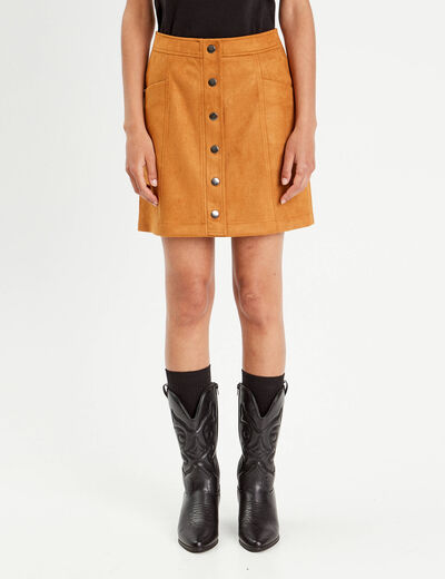 Jupe trapèze suédine camel femme