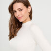 Pull col montant torsades ecru femme