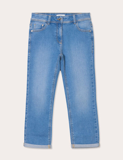 Pantacourt slim en jean denim double stone femme