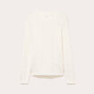 Pull ajour&eacute; col rond manches longues ecru femme