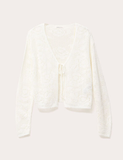 Gilet manches longues noué blanc femme