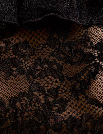 Blouse ajustée col V dentelle noir femme