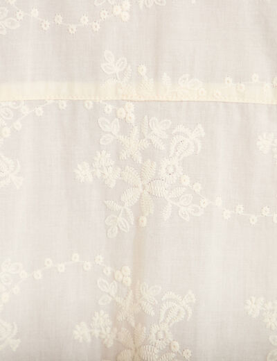Blouse ample col montant manches longues ivoire femme
