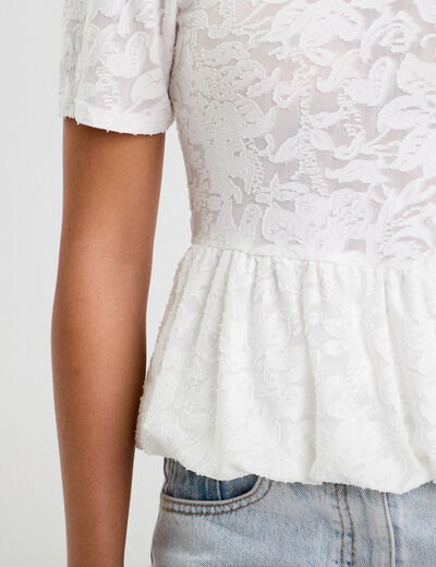 Blouse manches courtes ecru femme