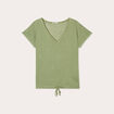 T-shirt détail noeud vert kaki femme