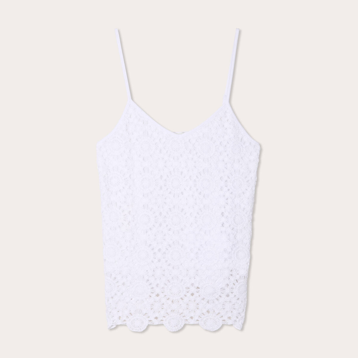 Débardeur effet crochet blanc femme