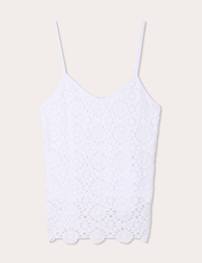 Débardeur effet crochet blanc femme