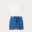 Combishort ceinturée bleu foncé femme