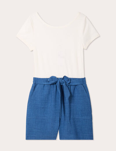 Combishort ceinturée bleu foncé femme