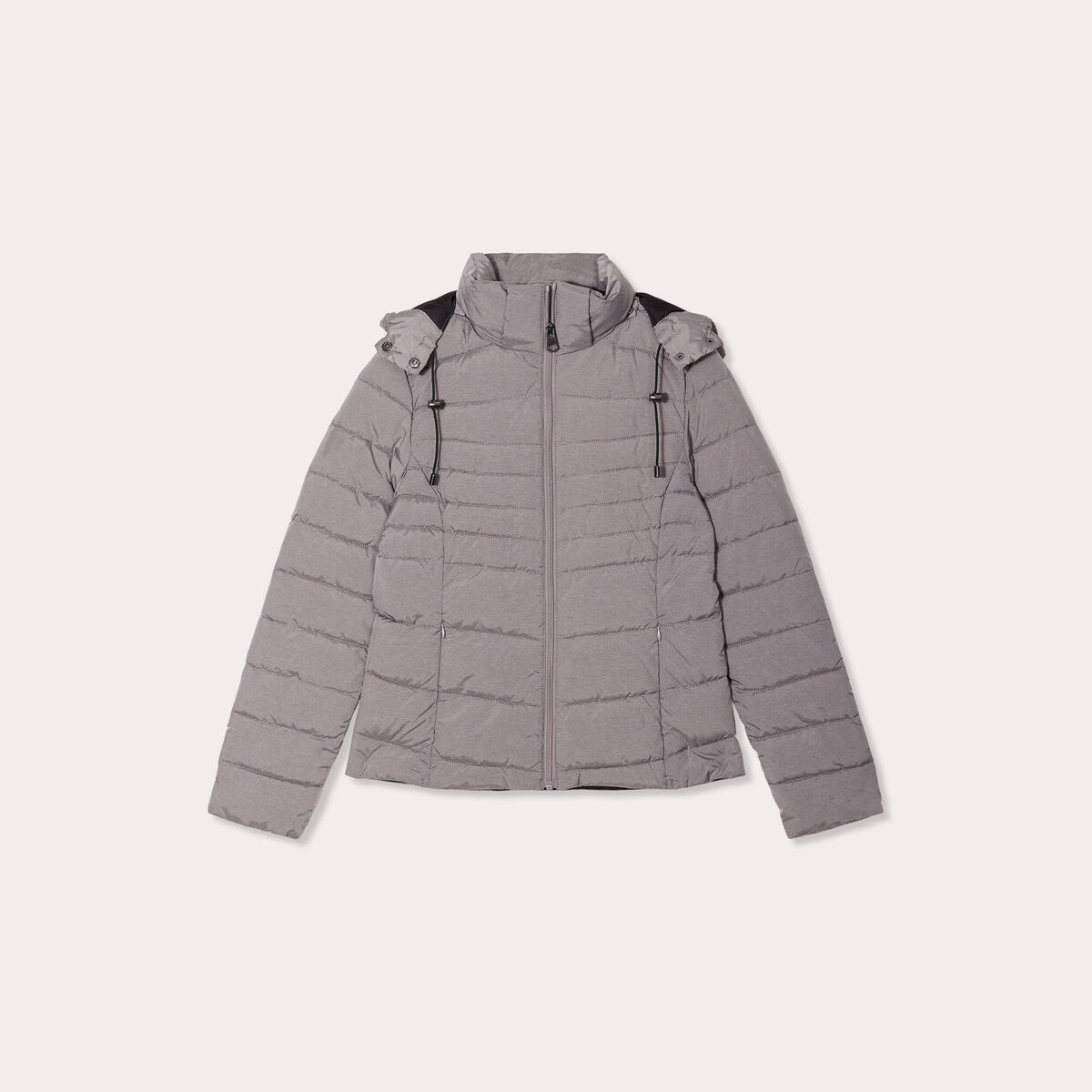Doudoune ajustée à capuche gris clair femme