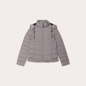 Doudoune ajustée à capuche gris clair femme