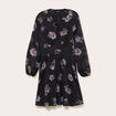 Robe courte &eacute;vas&eacute;e col v manches longues bleu fonc&eacute; femme