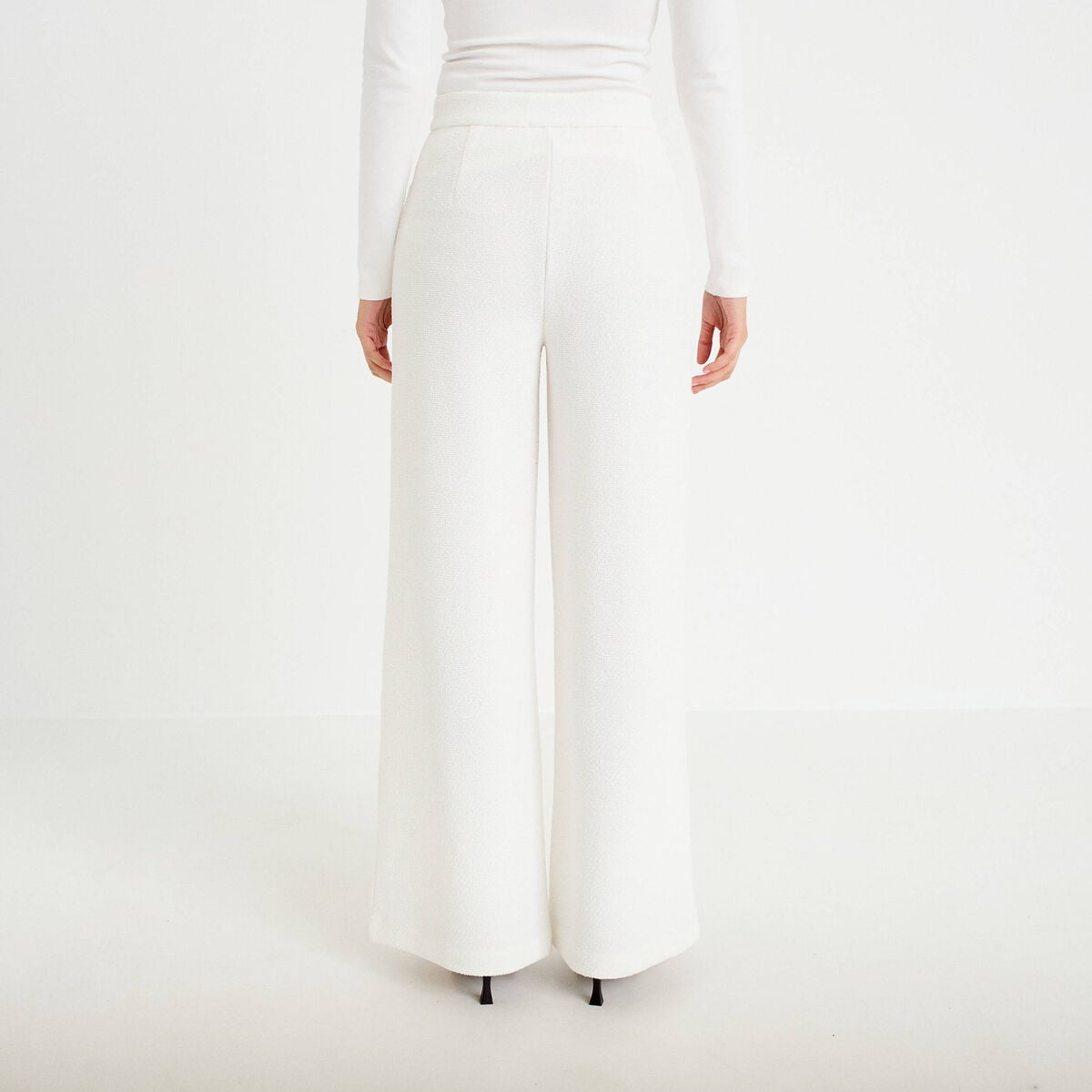 Pantalon bootcut taille standard ecru femme