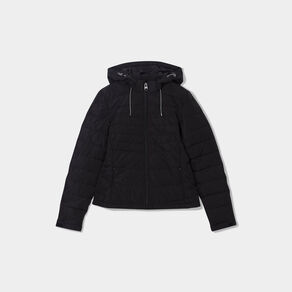 Doudoune ajustée à capuche noir femme