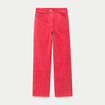 Pantalon droit en velours rouge femme
