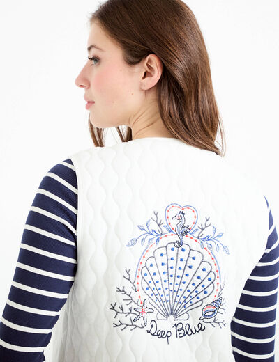 Gilet sans manches matelass&eacute; ecru femme
