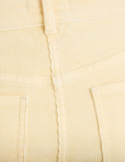 Pantalon droit en velours jaune femme