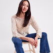 Pull crochet manches longues ivoire femme
