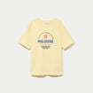 T-shirt col rond manches courtes jaune pastel femme