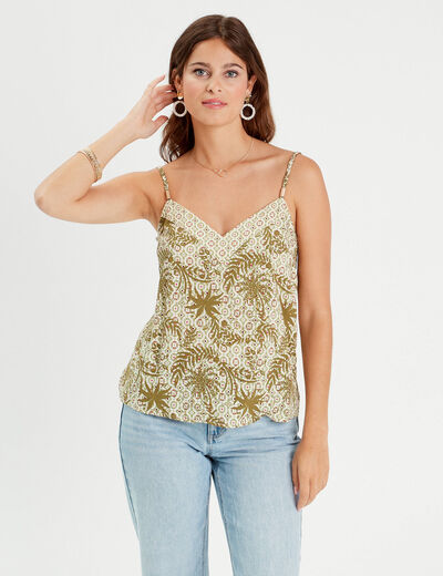 Caraco bretelles fines blanc femme