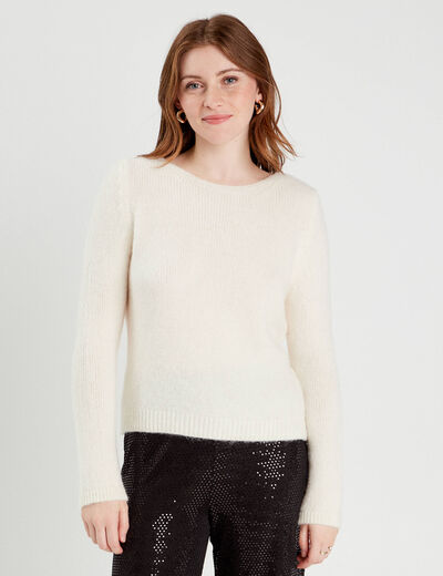 Pull manches longues ecru femme