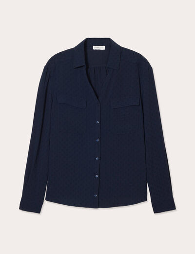 Chemise manches longues bleu marine femme