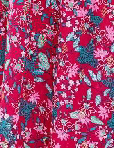 Robe longue évasée ceinturée violet femme