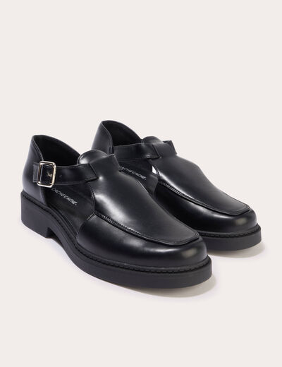 Derbies denim noir enduit femme