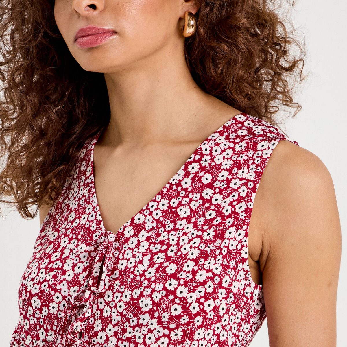 Blouse nouée rouge femme