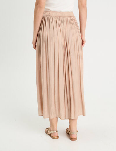 Jupe longue évasée effet satin sable femme
