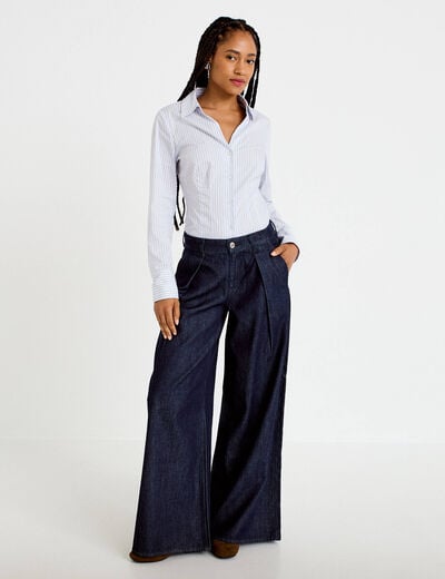 Jean wide leg taille haute denim brut femme