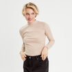 T-shirt manches longues côtelé sable femme