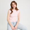 T-shirt col rond sans manches rose clair femme