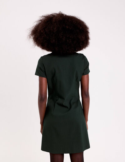 Robe droite boutonn&eacute;e vert fonc&eacute; femme