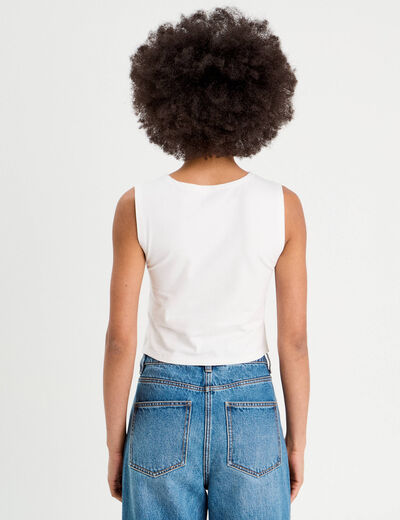 Débardeur cropped blanc femme