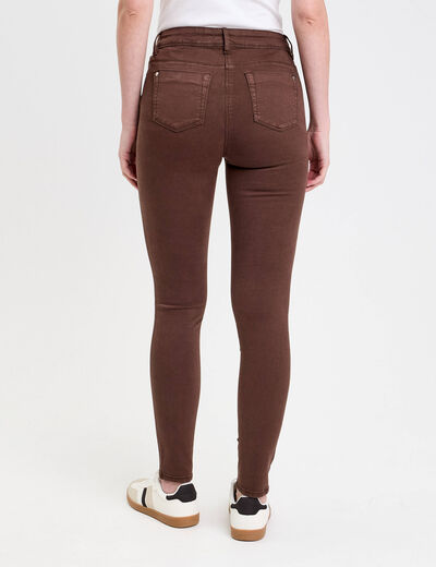 Jeans slim 5 poches marron fonc&eacute; femme